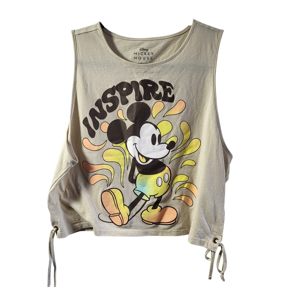Disney‎ Mickey Mouse Inspire Graphic Crop Tank Top Women's XL Tie Side